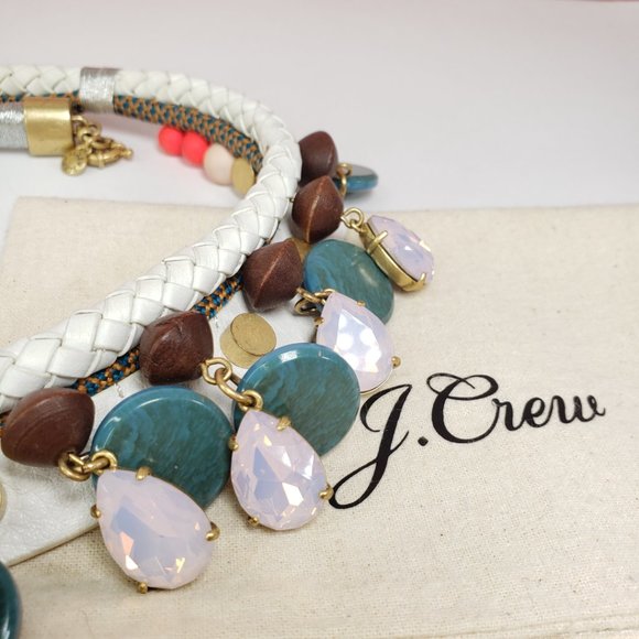 J. Crew Leather, Wood & Crystal Drops Necklace - Picture 12 of 16